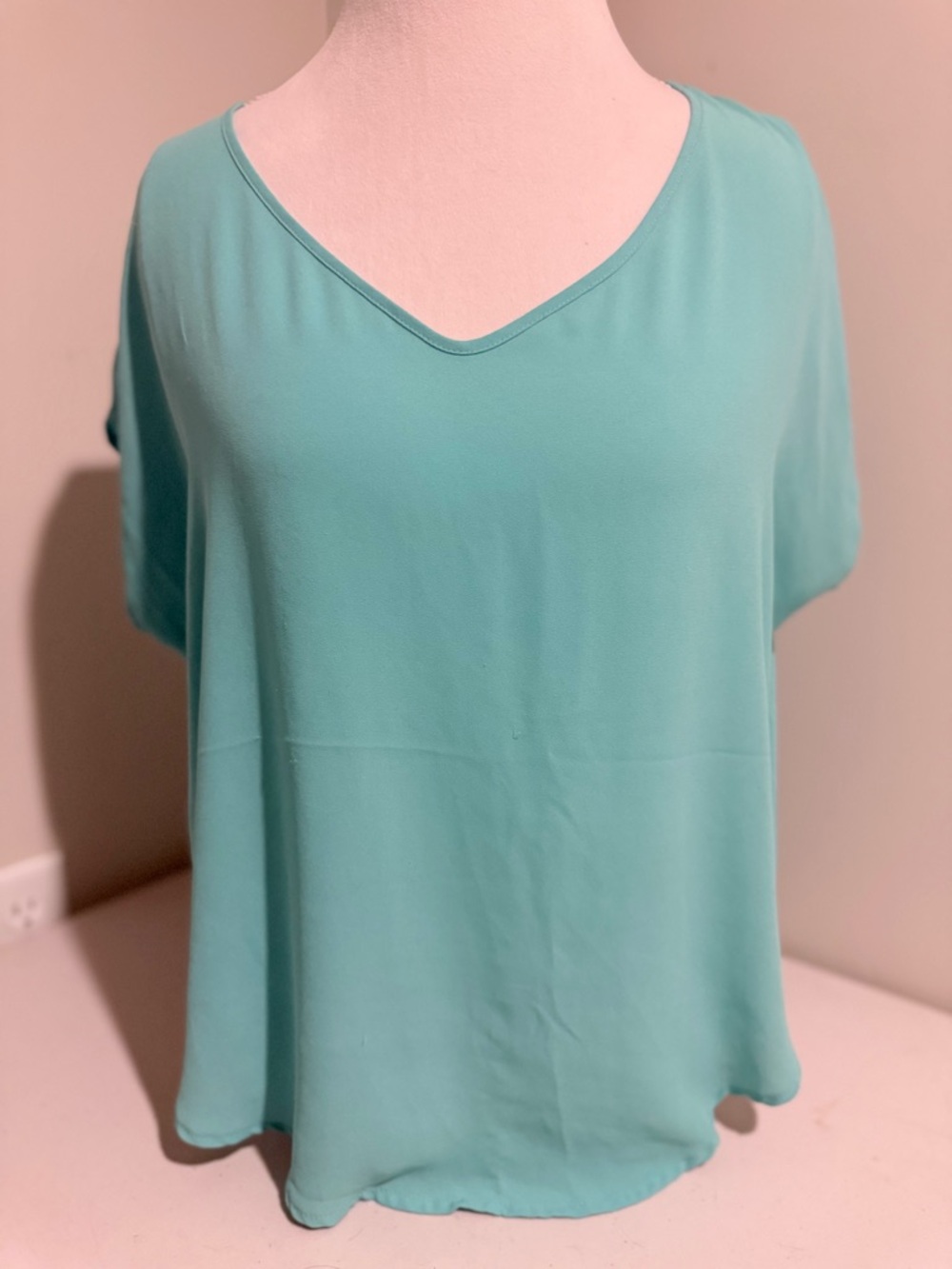 Lush V-Neck Blouse in Aqua Teal